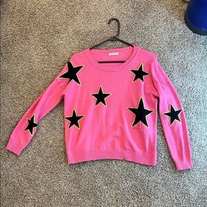 Theo & Spence  Pink Sweater with Black Star Accents